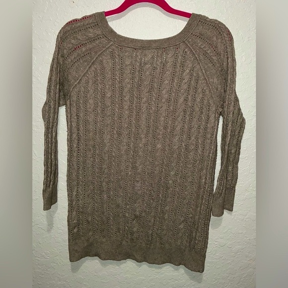 American Eagle Cable Knit Sweater, Light Tan Color - Picture 4 of 8